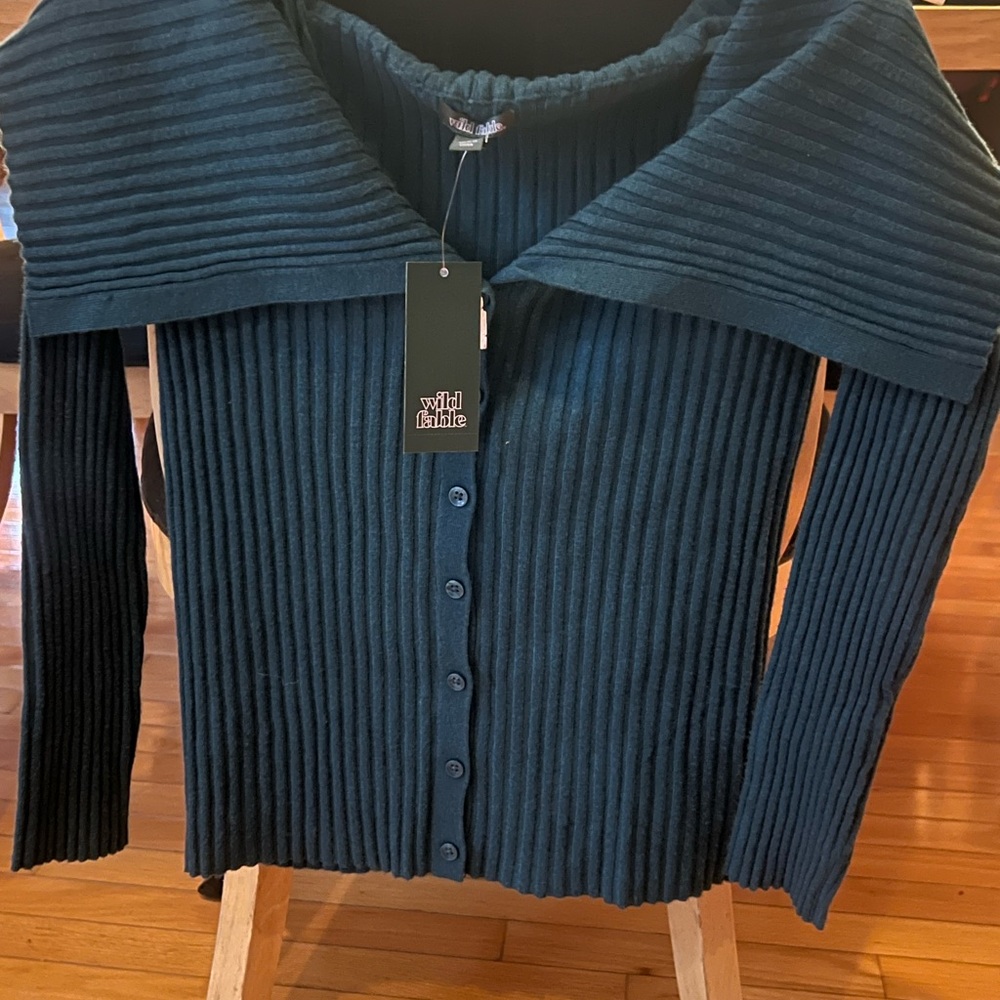 Wild Fable Off-the-Shoulder Ribbed Sweater - Deep Teal